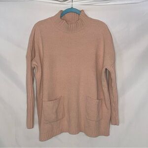 J. Jill Chenille Mock Neck Tunic Sweater w/ Pockets Dusty Pink XS EUC